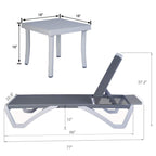 Kozyard Alan Full Flat Aluminum and Polypropylene Resin Legs Patio Reclining Adjustable Chaise Lounge