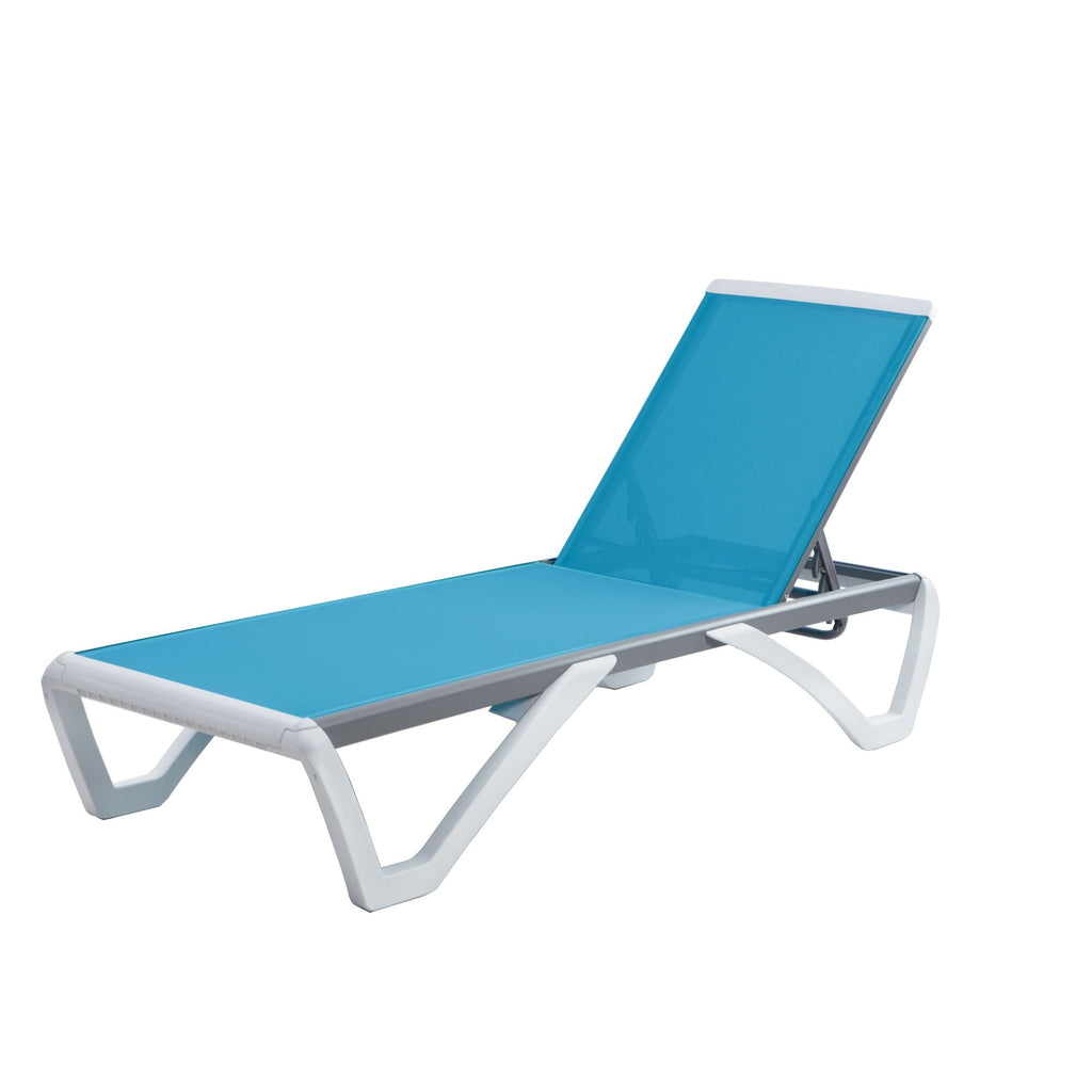 Kozyard Alan Full Flat Aluminum and Polypropylene Resin Legs Patio Reclining Adjustable Chaise Lounge