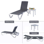 Kozyard Alan Full Flat Aluminum and Polypropylene Resin Legs Patio Reclining Adjustable Chaise Lounge