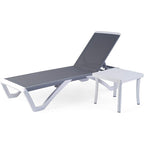 Kozyard Alan Full Flat Aluminum and Polypropylene Resin Legs Patio Reclining Adjustable Chaise Lounge