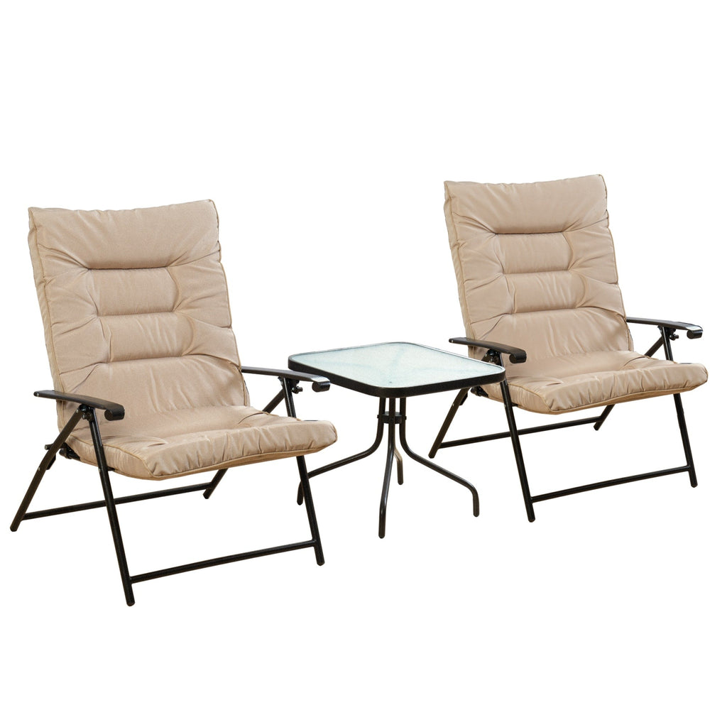 Kozyard Elsa 3 Pieces Outdoor Patio Furniture Padded Folding Bistro-Sets