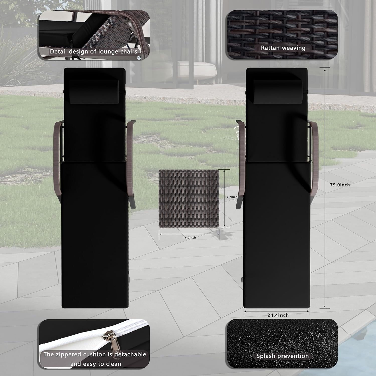 Kullavik 3-PiecesOutdoor Chaise Lounge Set