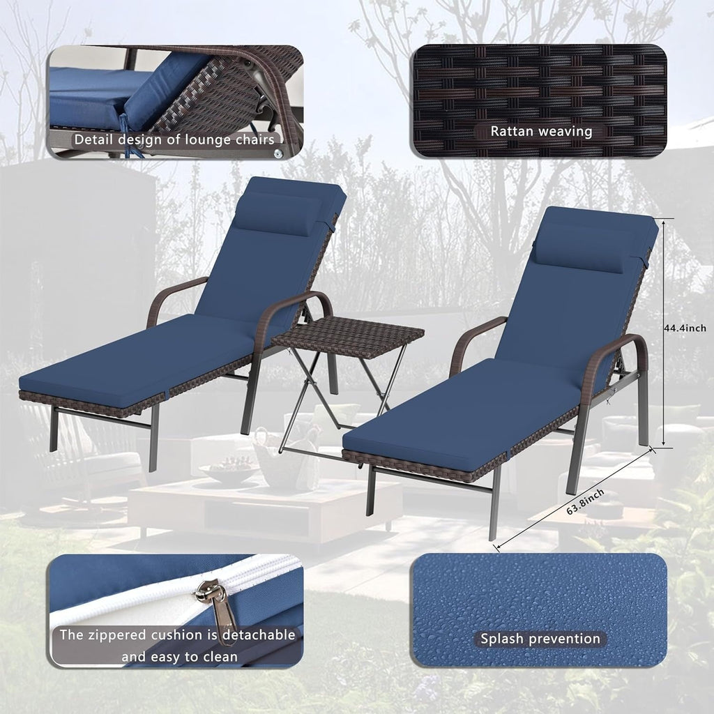 Kullavik 3-PiecesOutdoor Chaise Lounge Set