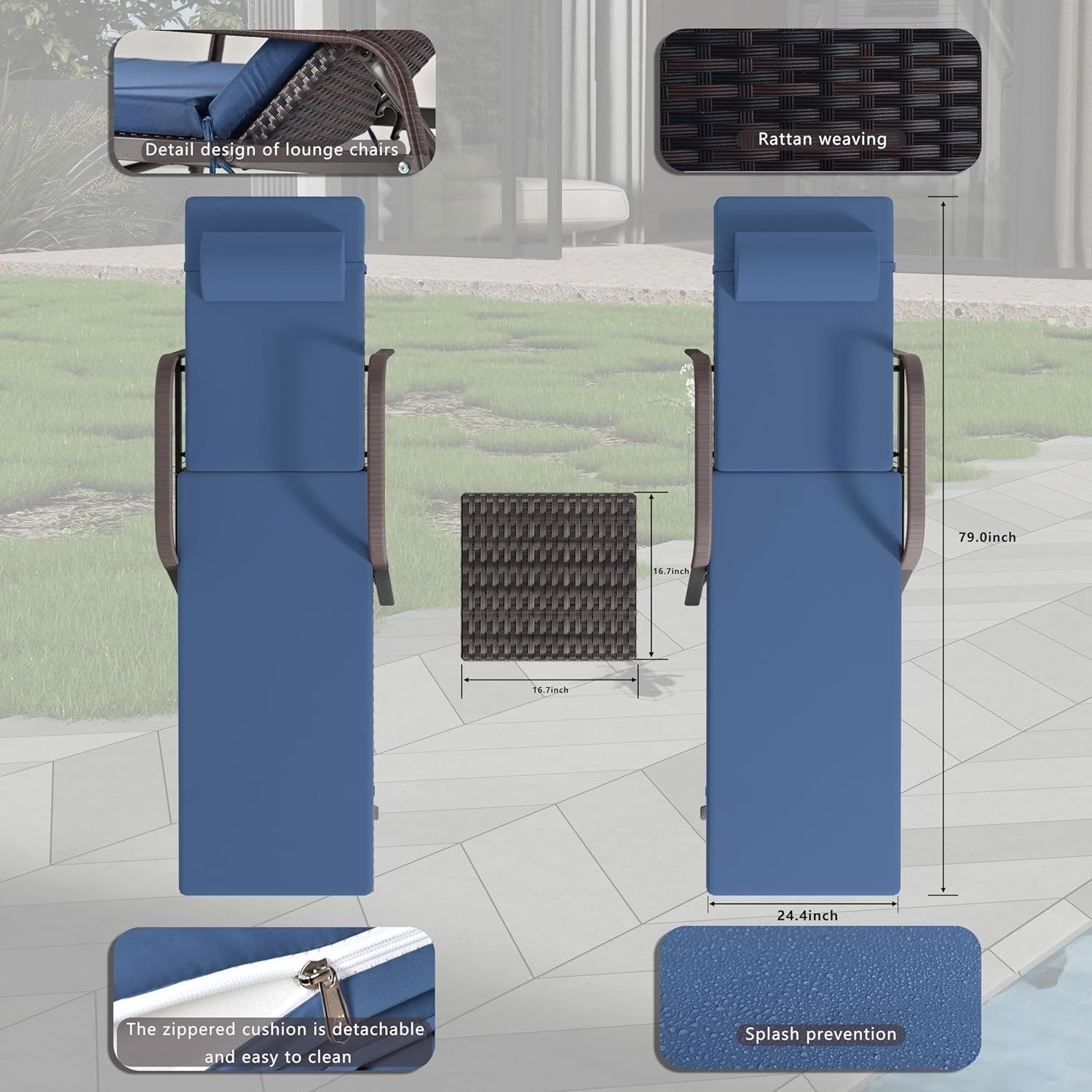 Kullavik 3-PiecesOutdoor Chaise Lounge Set