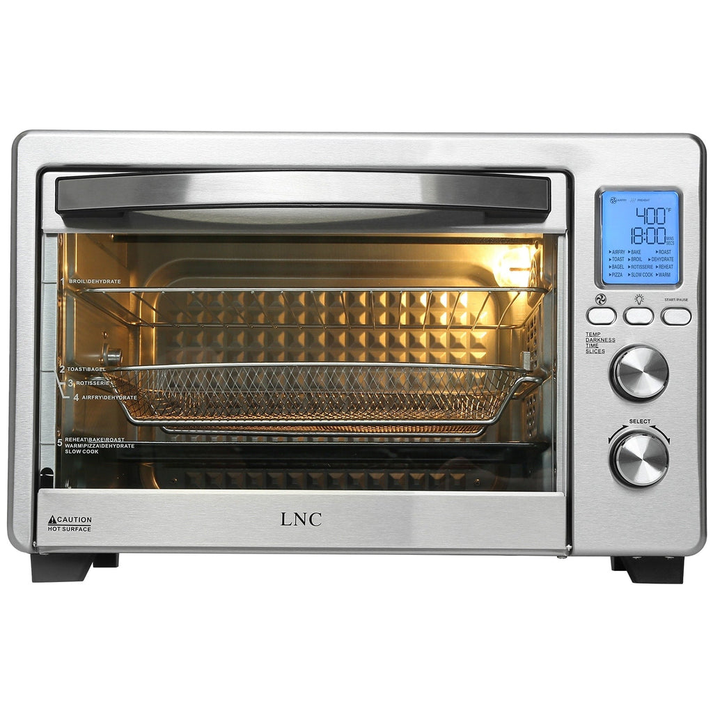 LNC 12-In-1 Large 34QT Countertop Toaster Oven Convection Rotisserie Air Fryer - 19.5 L x 15 W x 12.5 H