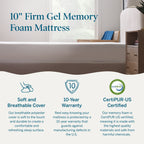 Lucid 10-inch Luxury Gel Memory Foam Mattress
