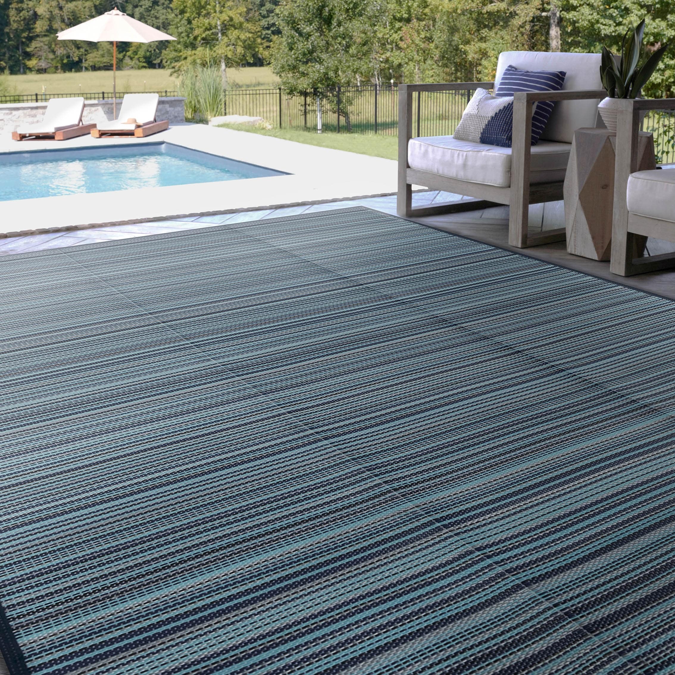 Lalune Beach Stripe Indoor Outdoor Area Rug