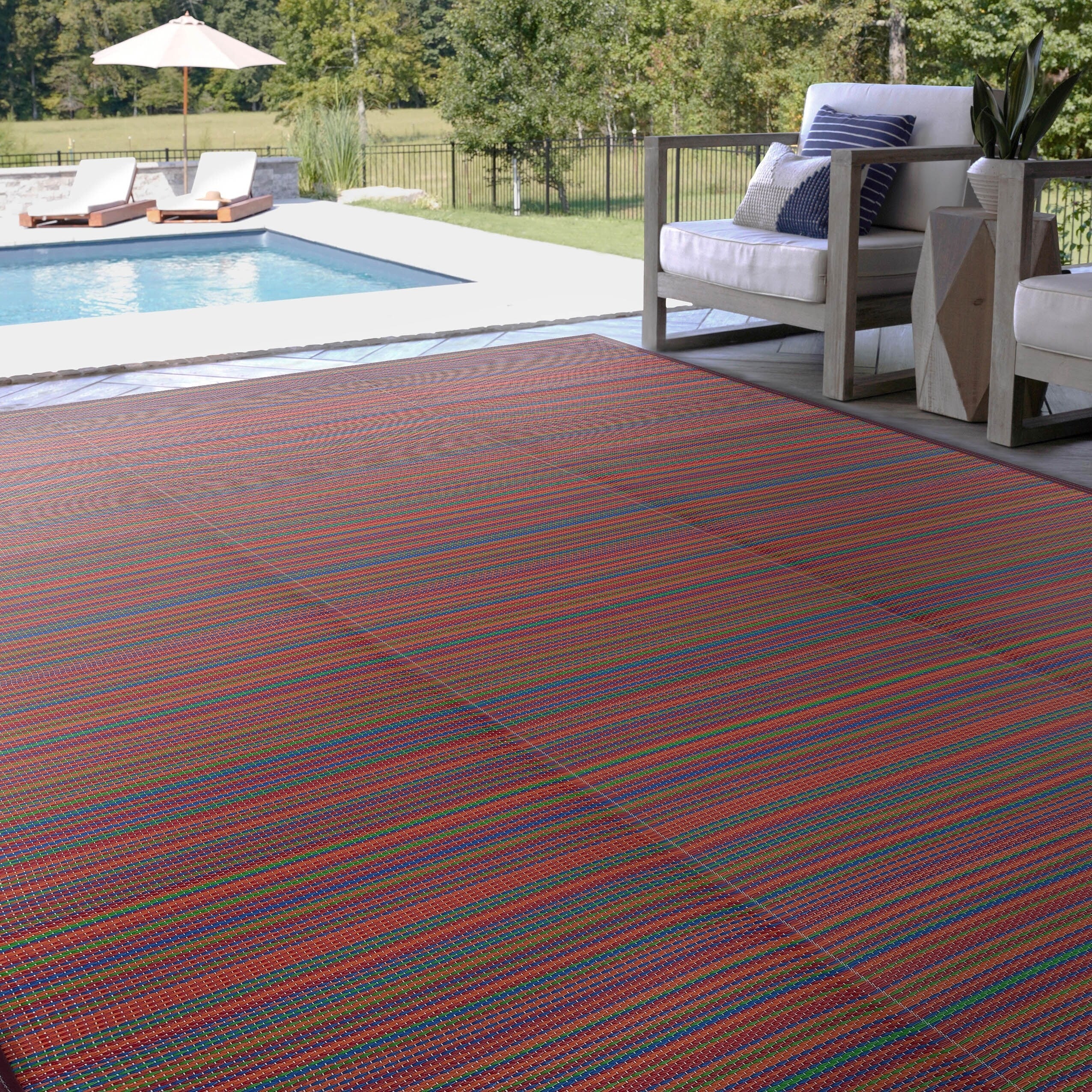 Lalune Beach Stripe Indoor Outdoor Area Rug