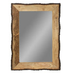 Lamont River of Goods Rectangular Brown and Tan Wood and Glass Wall Mirror - 39 x 1.25 x 28