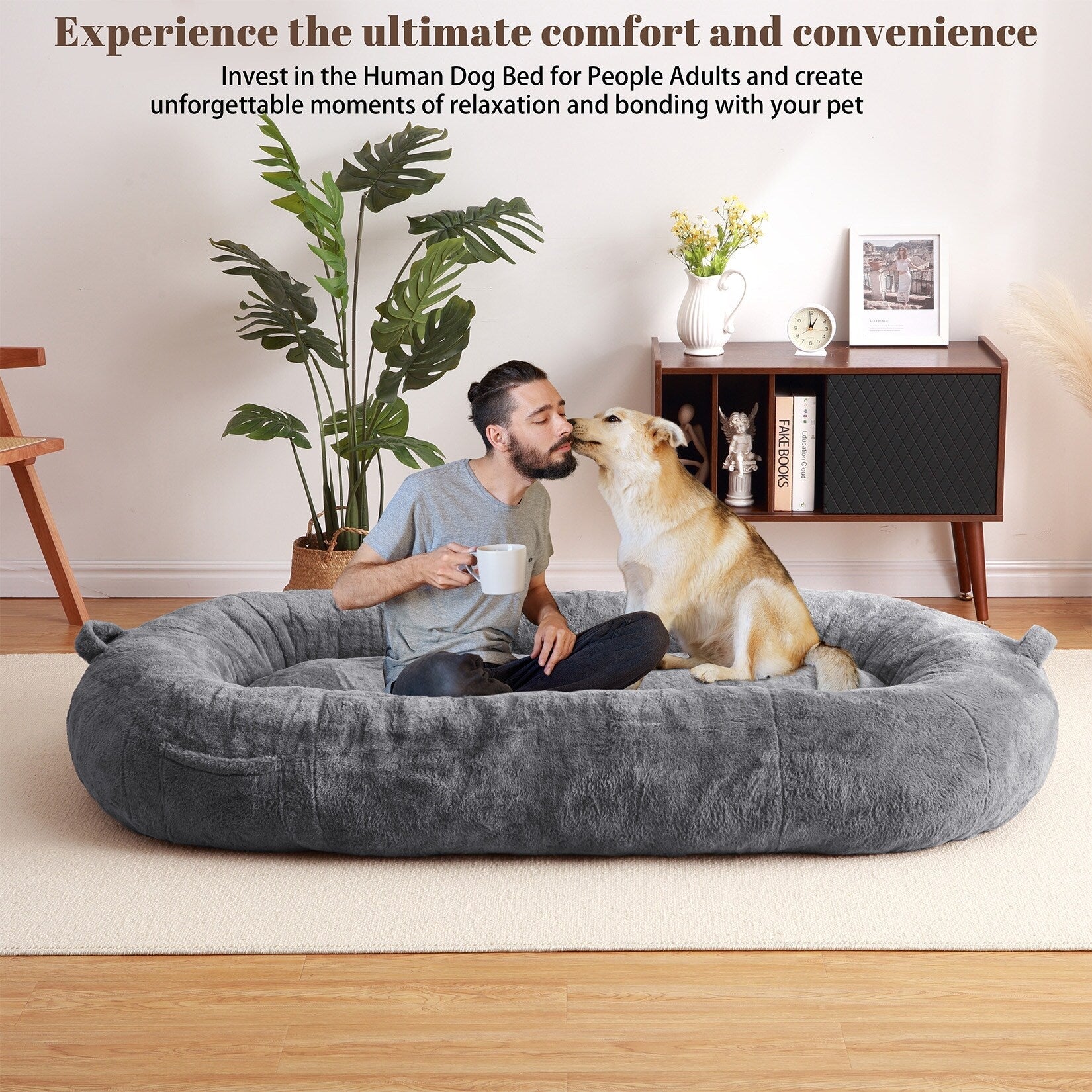 Giant Dog Bed for Humans 71x48x14 Large Dog Bed for People Adults, Washable Napping Dog Bed