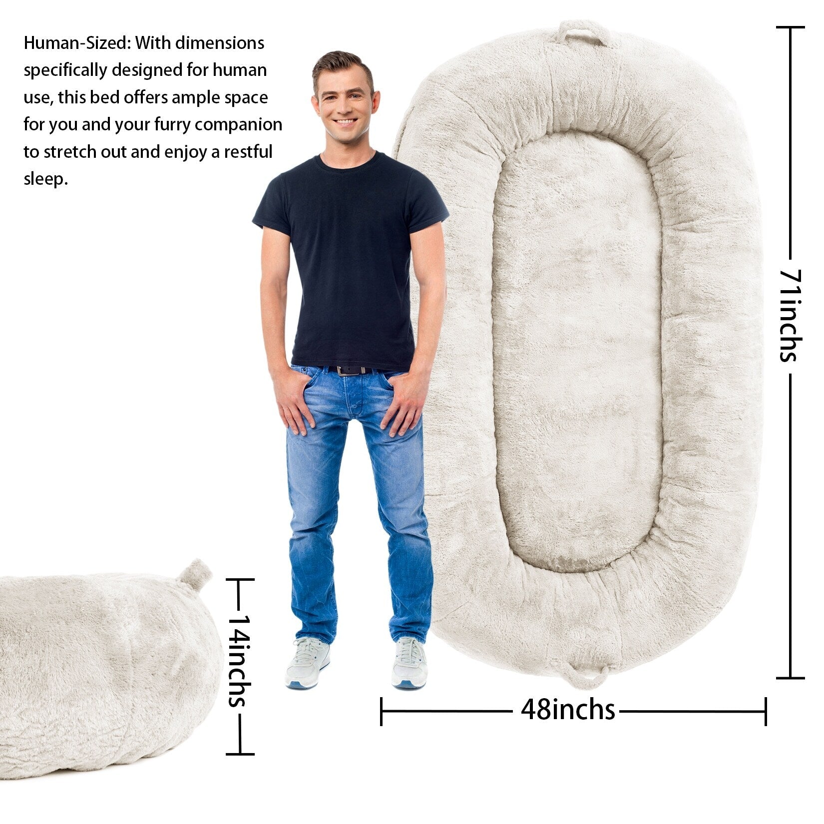 Giant Dog Bed for Humans 71x48x14 Large Dog Bed for People Adults, Washable Napping Dog Bed