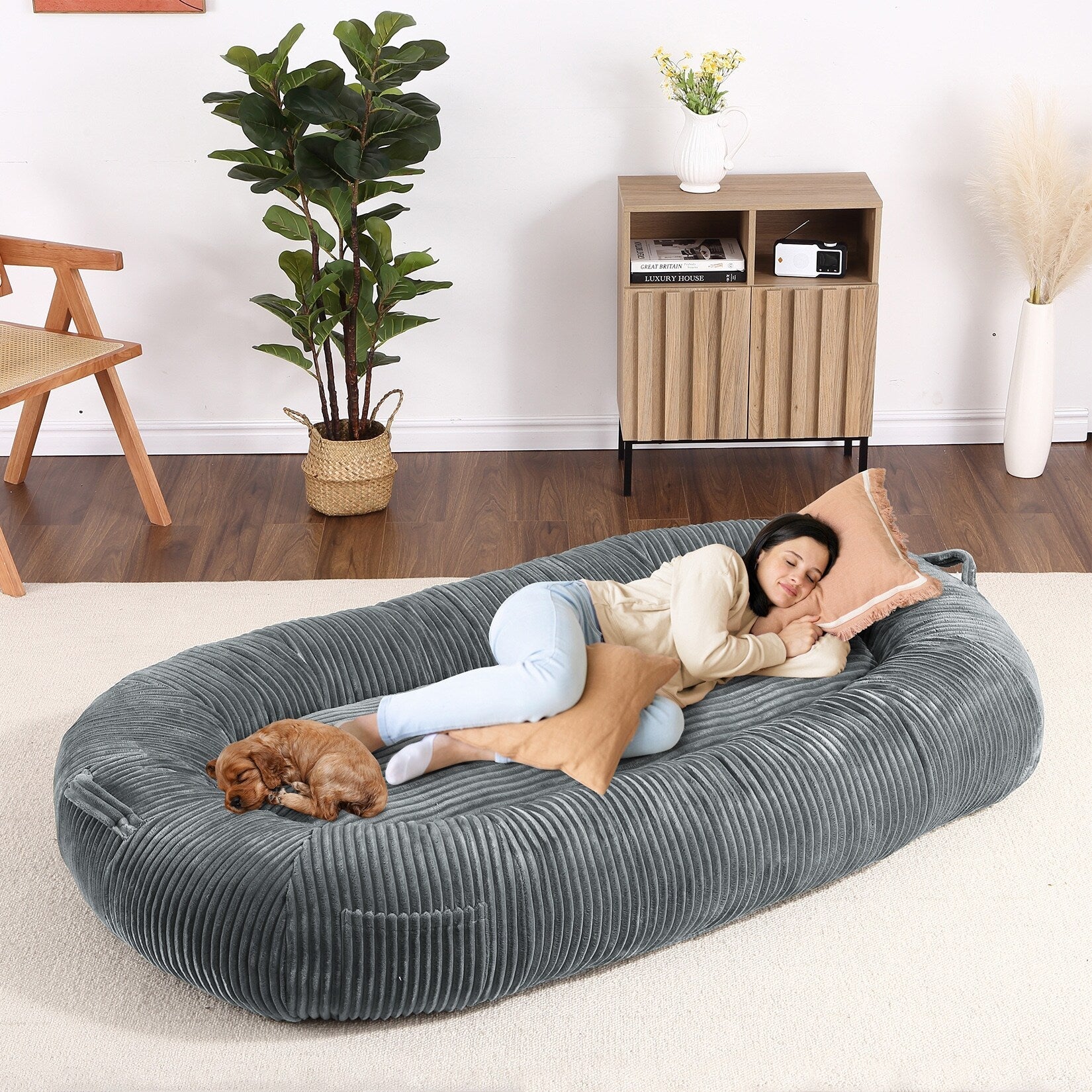 Giant Dog Bed for Humans 71x48x14 Large Dog Bed for People Adults, Washable Napping Dog Bed