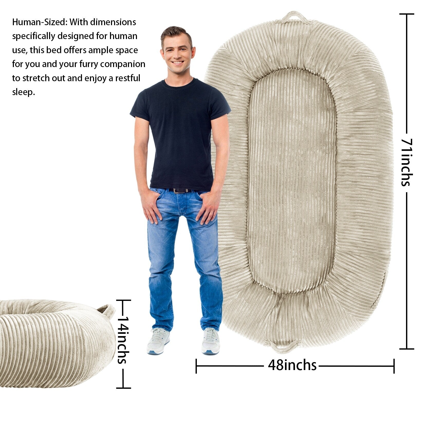 Giant Dog Bed for Humans 71x48x14 Large Dog Bed for People Adults, Washable Napping Dog Bed