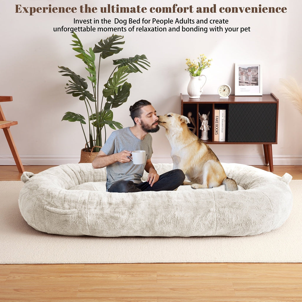 Giant Dog Bed for Humans 71x48x14 Large Dog Bed for People Adults, Washable Napping Dog Bed