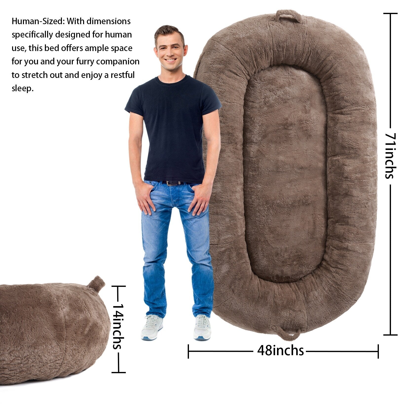 Giant Dog Bed for Humans 71x48x14 Large Dog Bed for People Adults, Washable Napping Dog Bed