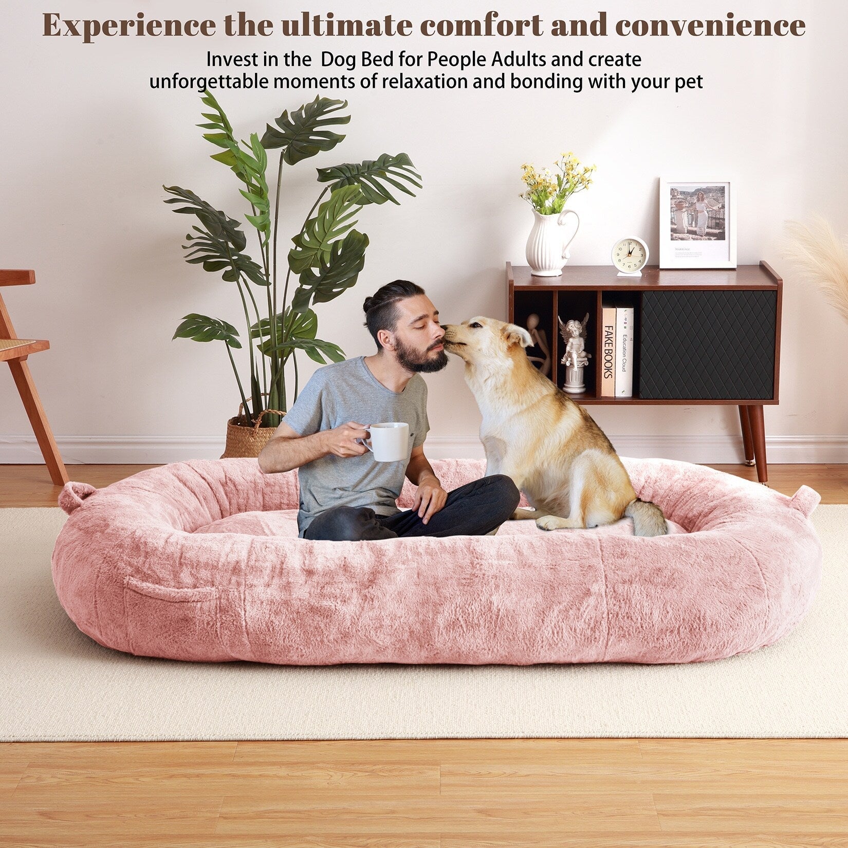 Giant Dog Bed for Humans 71x48x14 Large Dog Bed for People Adults, Washable Napping Dog Bed