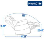 Large Manual Recliner Chair for Adult, Comfortable Fabric Single Recliner Sofa, Overstuffed Reclining Chair for Living Room