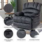 Large Manual Recliner Chair for Adult, Comfortable Fabric Single Recliner Sofa, Overstuffed Reclining Chair for Living Room