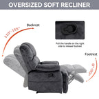 Large Manual Recliner Chair for Adult, Comfortable Fabric Single Recliner Sofa, Overstuffed Reclining Chair for Living Room