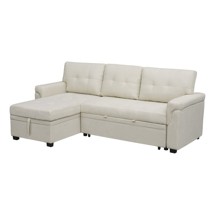 Convertible Reversible Sectional Sofa with Pull-Out Sleeper Bed, Hidden Storage Chaise, and Durable Legs