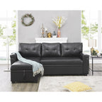 Convertible Reversible Sectional Sofa with Pull-Out Sleeper Bed, Hidden Storage Chaise, and Durable Legs