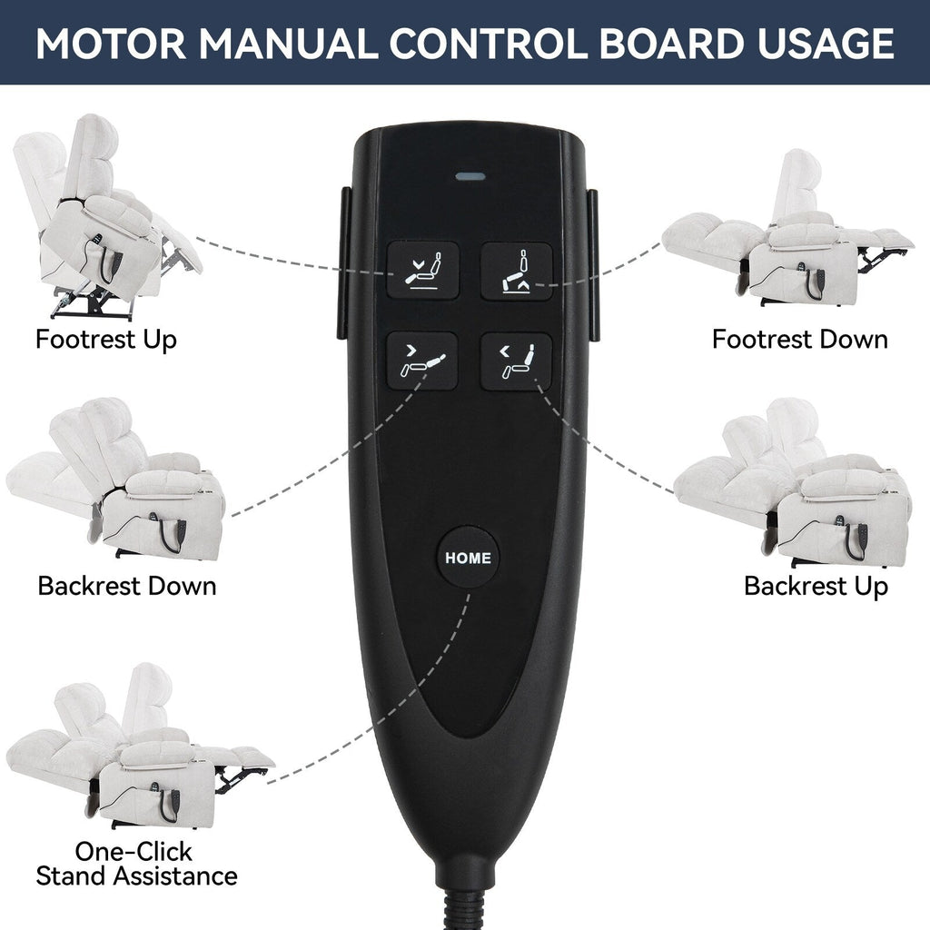 Lazy Boy Dual Motor Chenille Power Lift Recliner w/Massage and Lumbar Heating, Dual Cup Holders, Grey-Blue