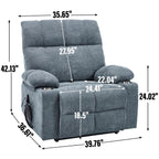 Lazy Boy Dual Motor Chenille Power Lift Recliner w/Massage and Lumbar Heating, Dual Cup Holders, Grey-Blue