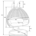 LeisureMod 2 Person Hanging Egg Chair with Stand - Outdoor/Indoor Rattan Wicker Patio Swing Hammock Lounger with Cushions