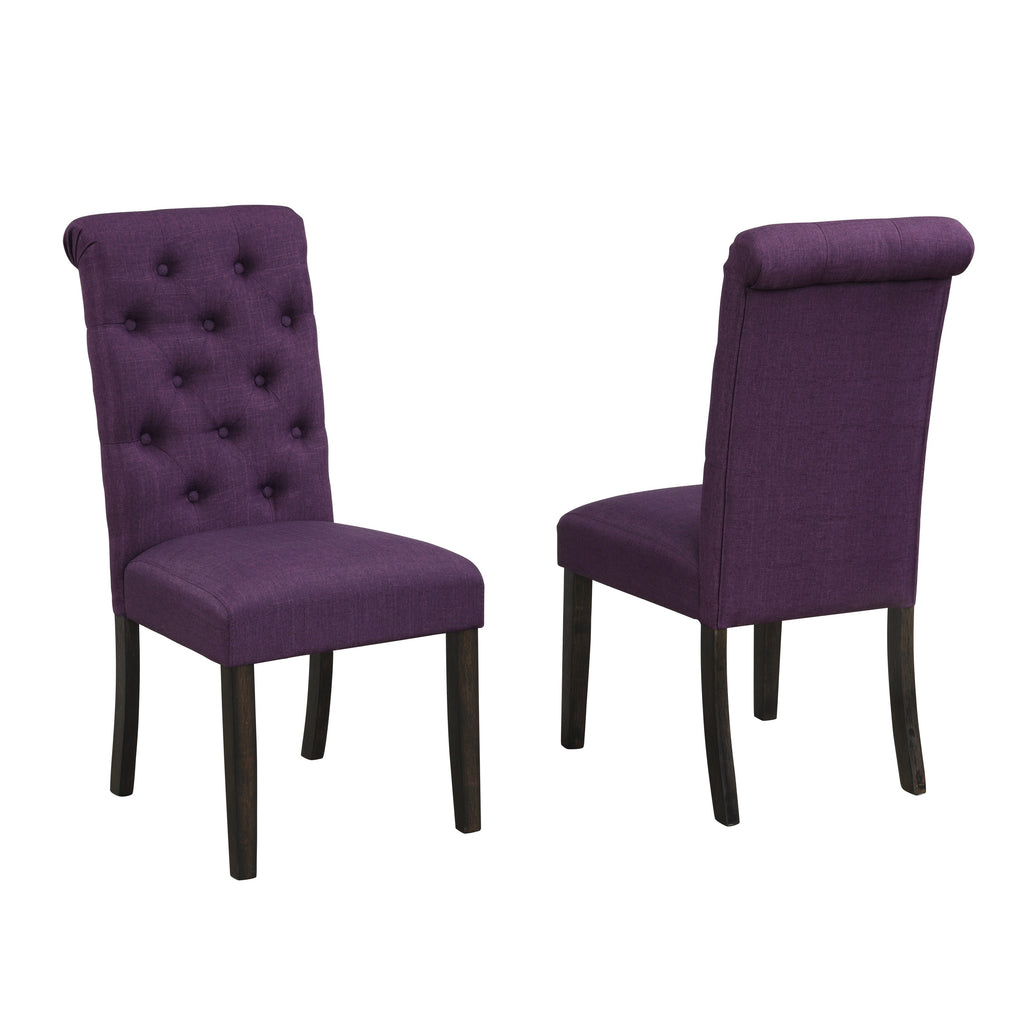Roundhill Furniture Leviton Solid Wood Tufted Dining Chair (Set of 2)