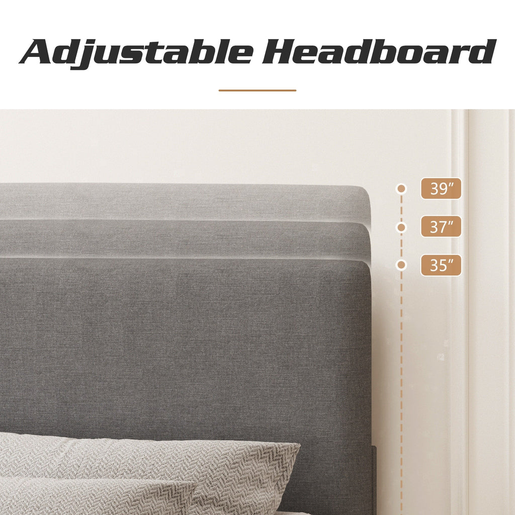 Lifezone Adjustable Queen Size Upholstered Platform Bed Frame