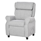 Light Grey Kids Children Upholstered Manual Recliner for 3-5 Years with Footrest and 2 Side Pockets
