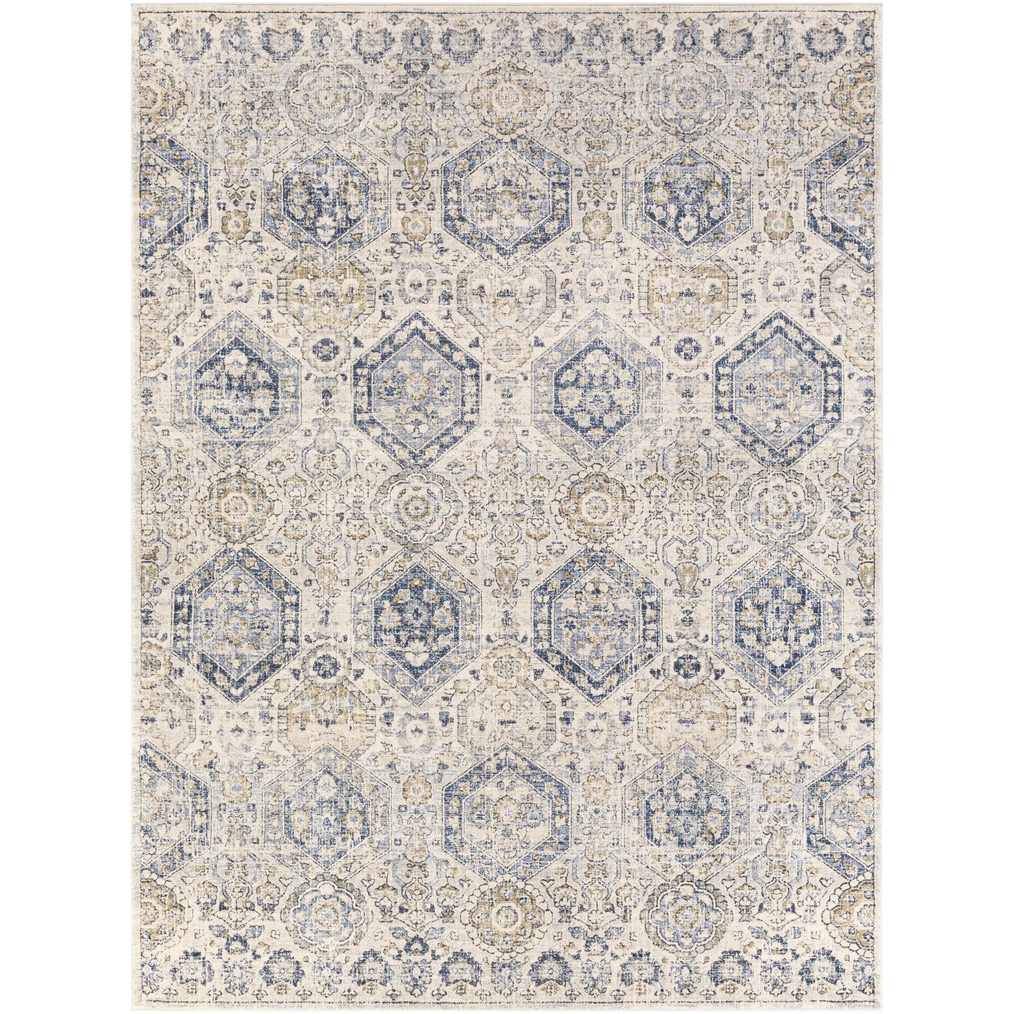 Livabliss Indigo Arts & Crafts Medallion Area Rug