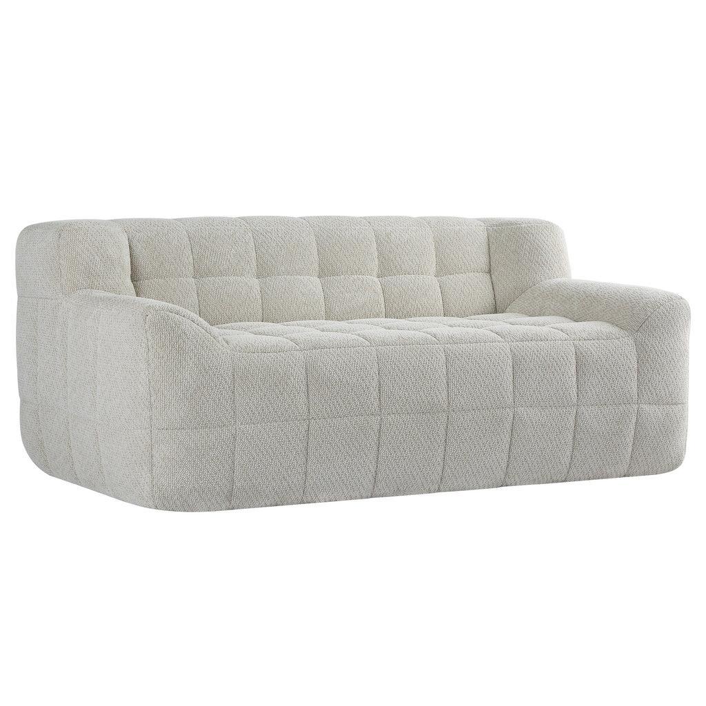Liyasi 2 Seater Full Compression Sofa Beige Lychee Velvet No Assembly Required