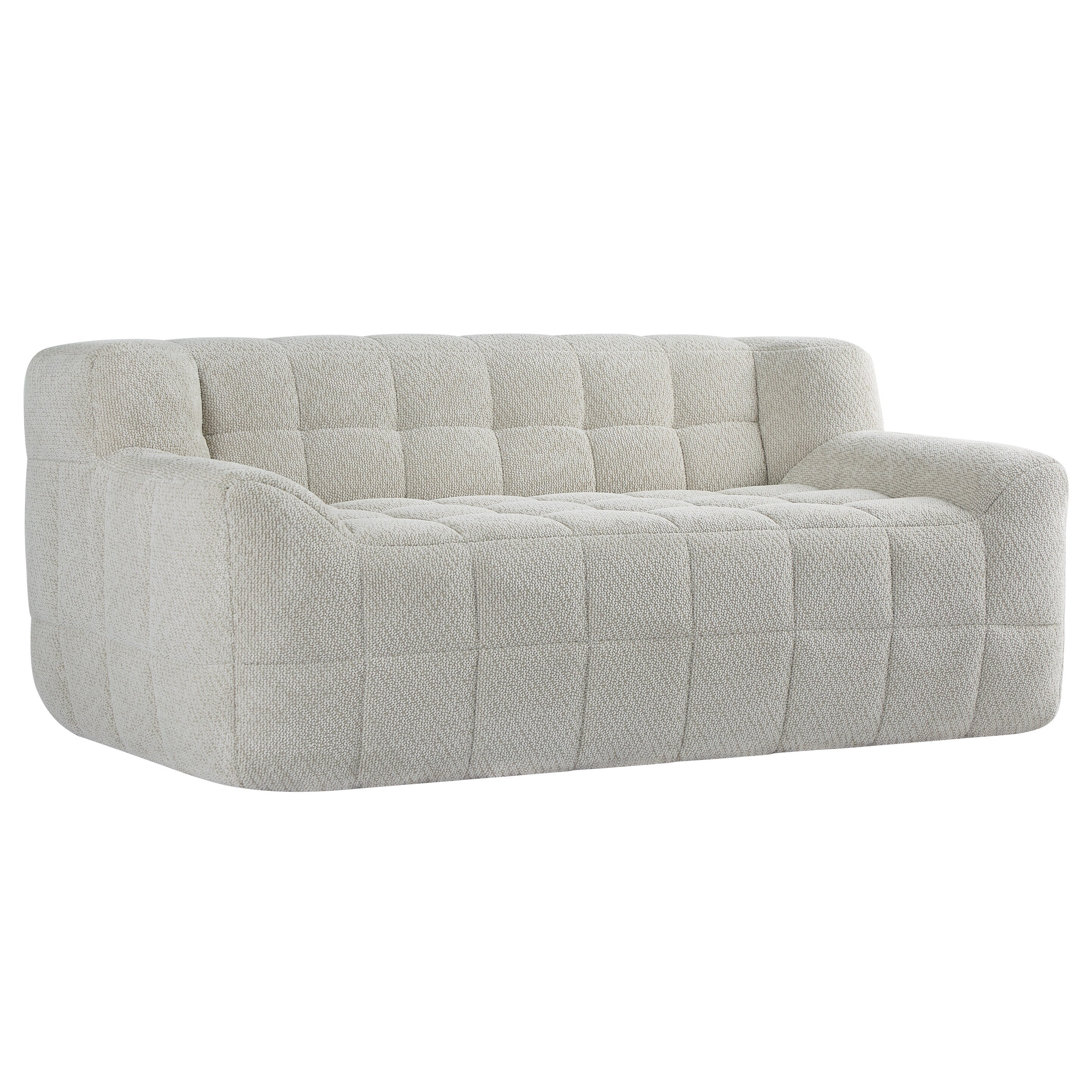 Liyasi 2 Seater Full Compression Sofa Beige Lychee Velvet No Assembly Required