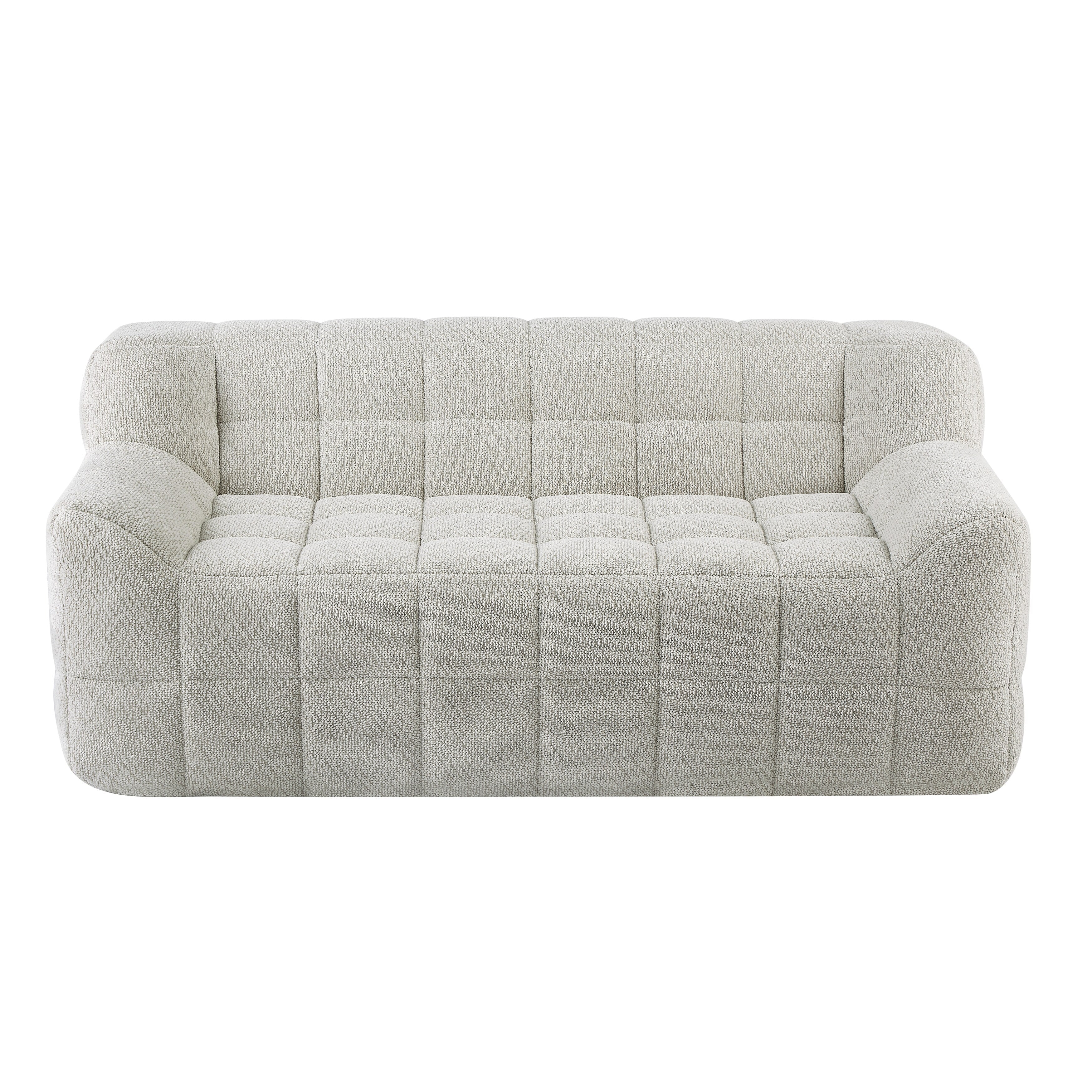 Liyasi 2 Seater Full Compression Sofa Beige Lychee Velvet No Assembly Required