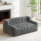 Liyasi 2 Seater Full Compression Sofa Beige Lychee Velvet No Assembly Required