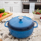 Lodge 6 Quart Blue Essential Enamel Cast Iron Dutch Oven
