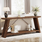 70.9 Inches Long Rustic Wood Console Sofa Table with Storage Shelf