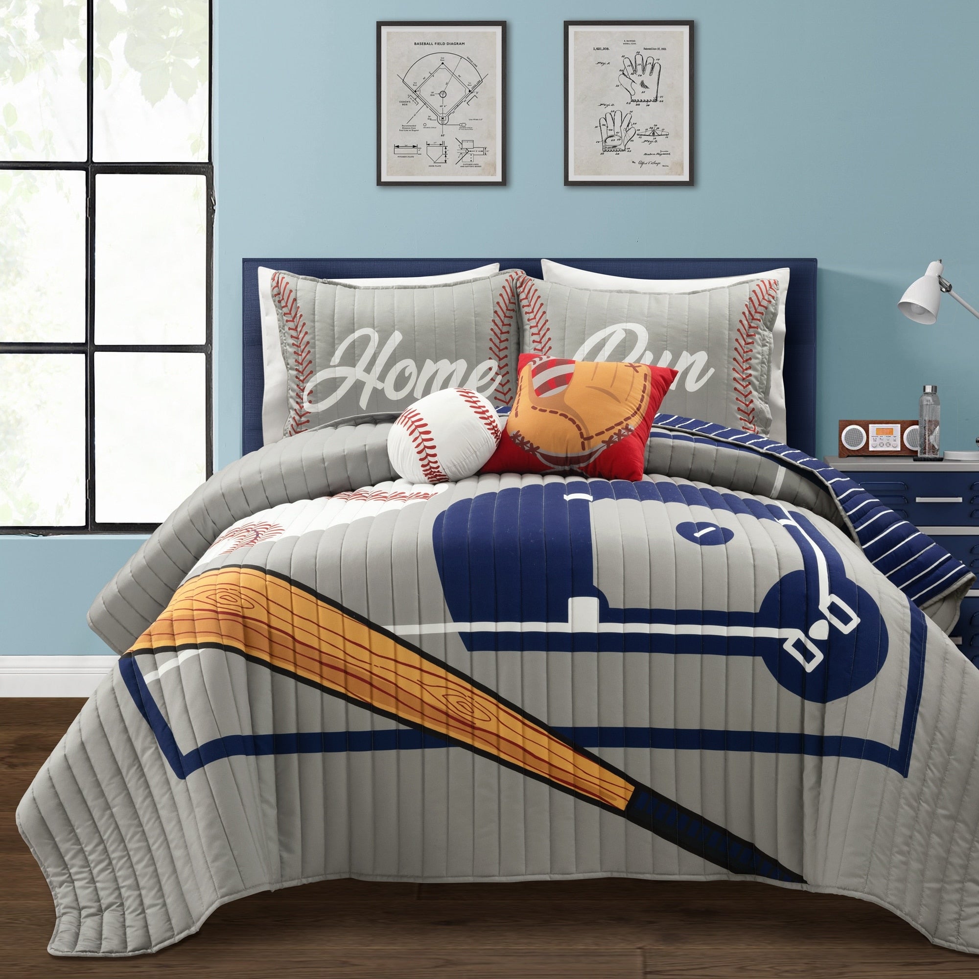 Lush Decor Baseball Game Reversible Oversized Kids Quilt