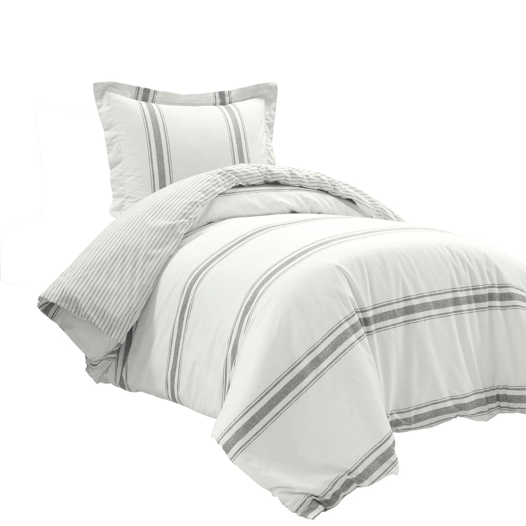 Lush Decor Farmhouse Stripe 3 Piece Duvet Cover Set