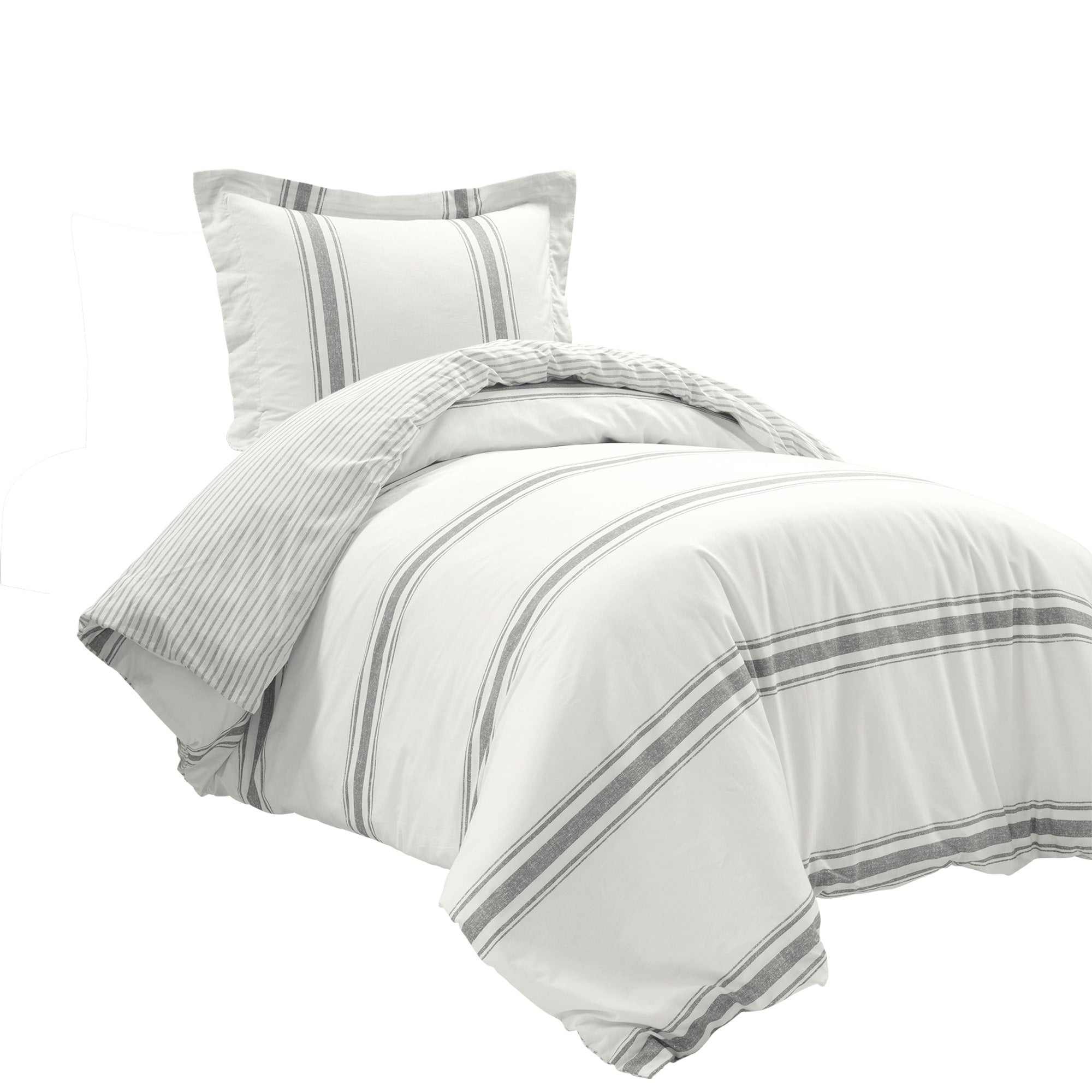 Lush Decor Farmhouse Stripe 3 Piece Duvet Cover Set