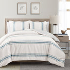 Lush Decor Farmhouse Stripe 3 Piece Duvet Cover Set