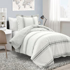 Lush Decor Farmhouse Stripe 3 Piece Duvet Cover Set