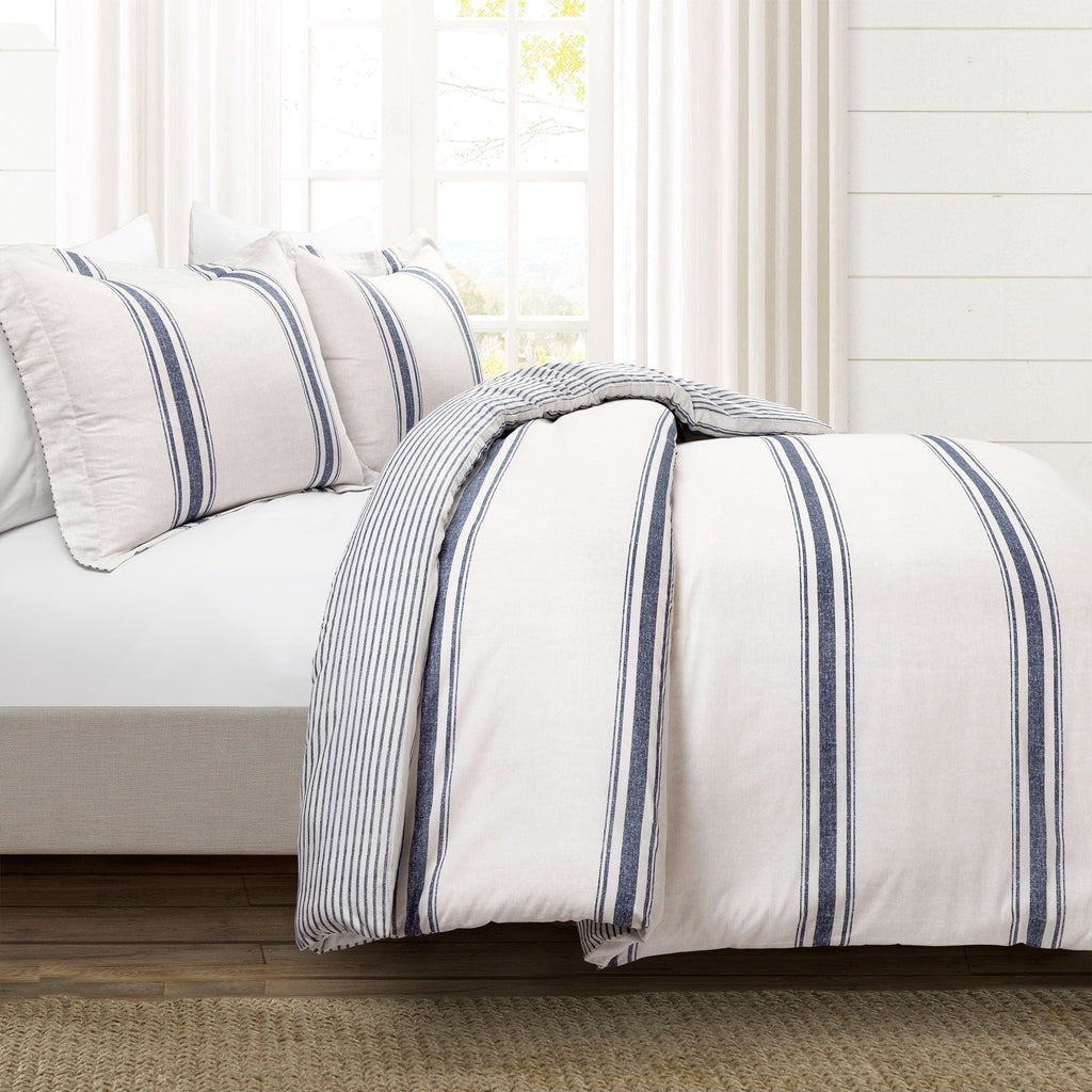 Lush Decor Farmhouse Stripe 3 Piece Duvet Cover Set