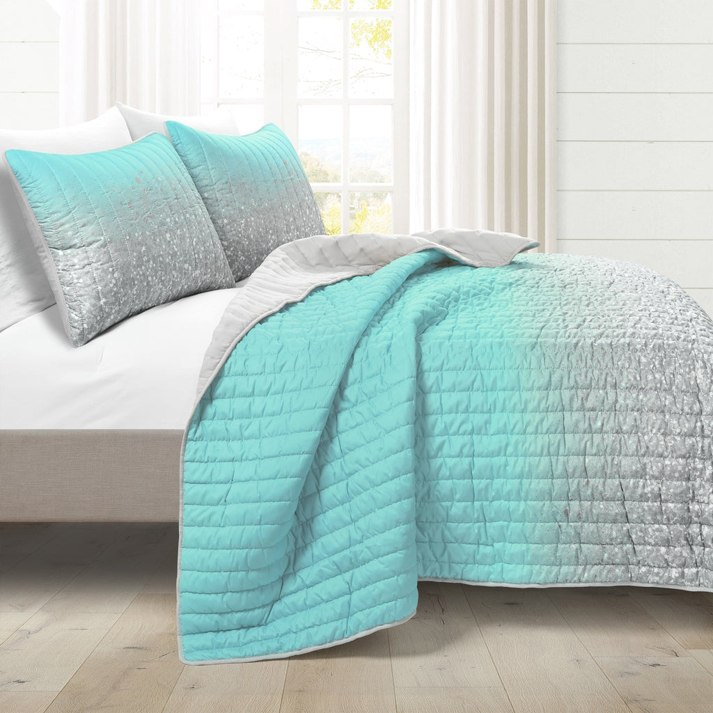 Lush Decor Glitter Ombre Metallic Print Quilt Set