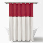 Lush Decor Two-tone Linen Button Shower Curtain