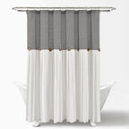 Lush Decor Two-tone Linen Button Shower Curtain