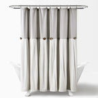 Lush Decor Two-tone Linen Button Shower Curtain