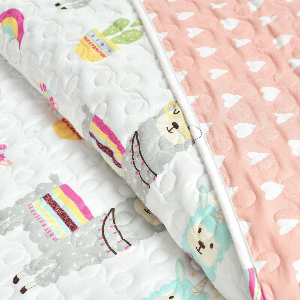 Lush Decor Southwest Llama Cactus Reversible Print Quilt Set