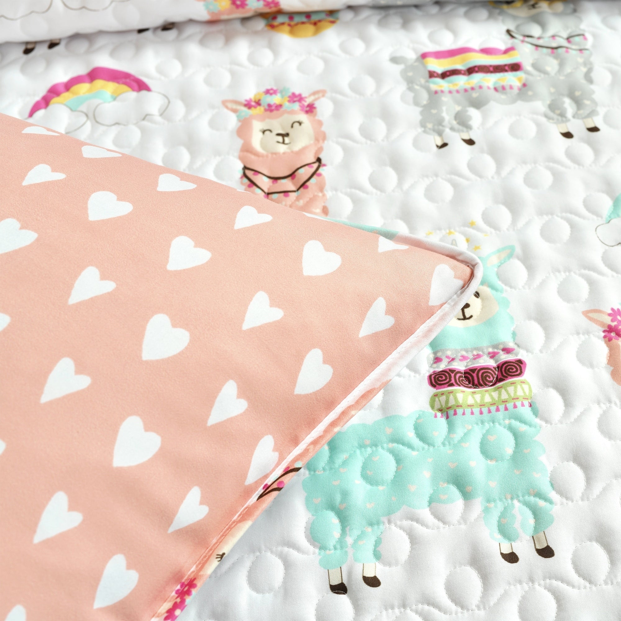 Lush Decor Southwest Llama Cactus Reversible Print Quilt Set